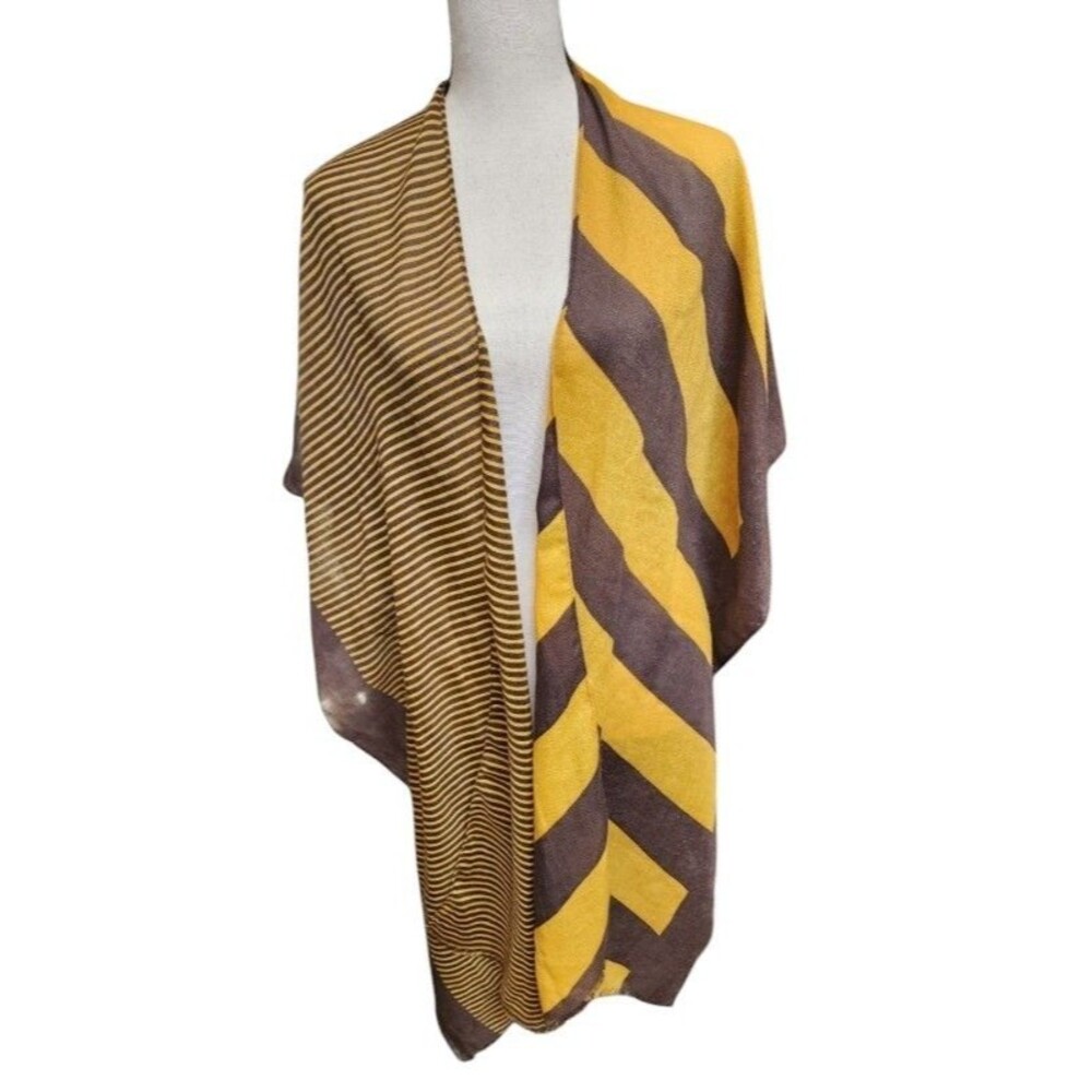 Chevron Striped Poncho Wrap Ruana One Size Lightweight
